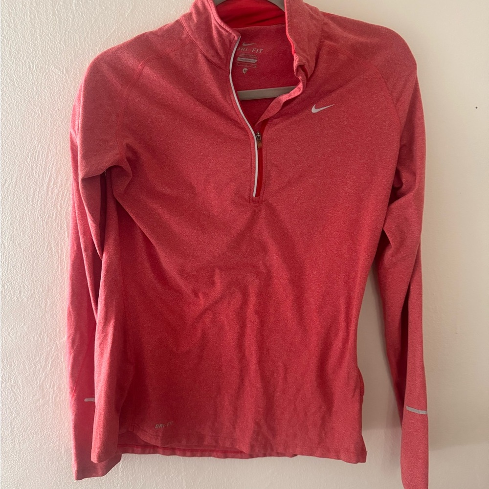 Nike Red Half-Zip Long Sleeve Top